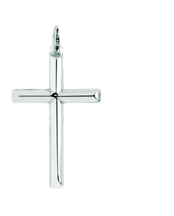 Silver Large Polished Cross Pendant