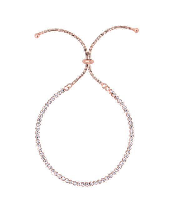 Sterling Silver Rose CZ Tennis Friendship Bracelet
