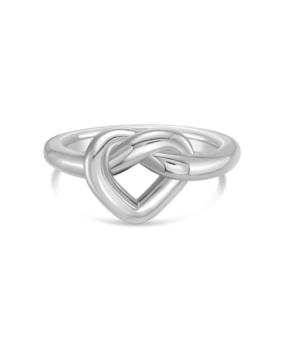 Silver Open Heart Knot Ring