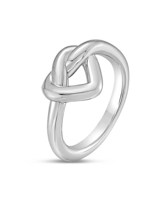 Silver Open Heart Knot Ring