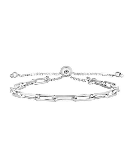 Silver 3.8mm Paperclip Link Friendship Bracelet 