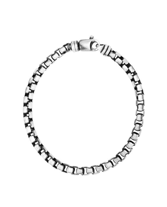 Silver 5mm Men's Gunmetal Round Box Chain