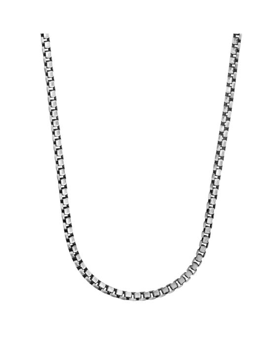 Silver 5mm Men's Gunmetal Round Box Chain