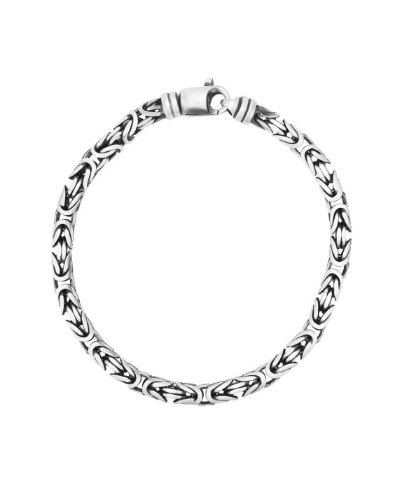 Silver 5mm Men's Gunmetal Byzantine Chain