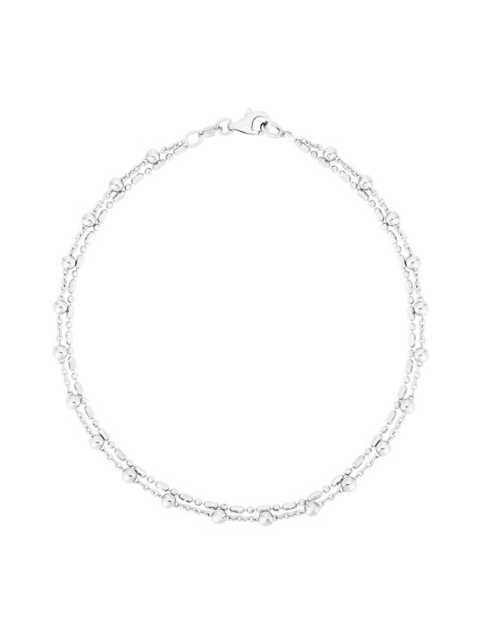 Silver Bead Double Strand Anklet
