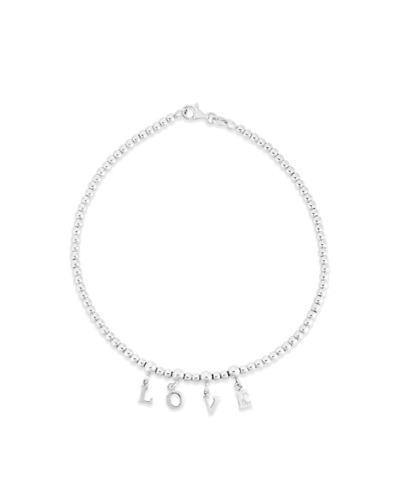 Silver Love Beaded Anklet