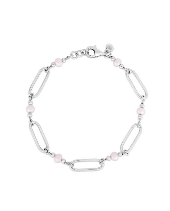 Silver Pearl Paperclip Bracelet