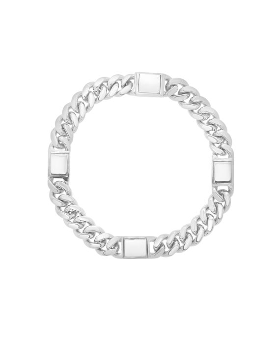 Silver Miami Cuban Link Station Bracelet
