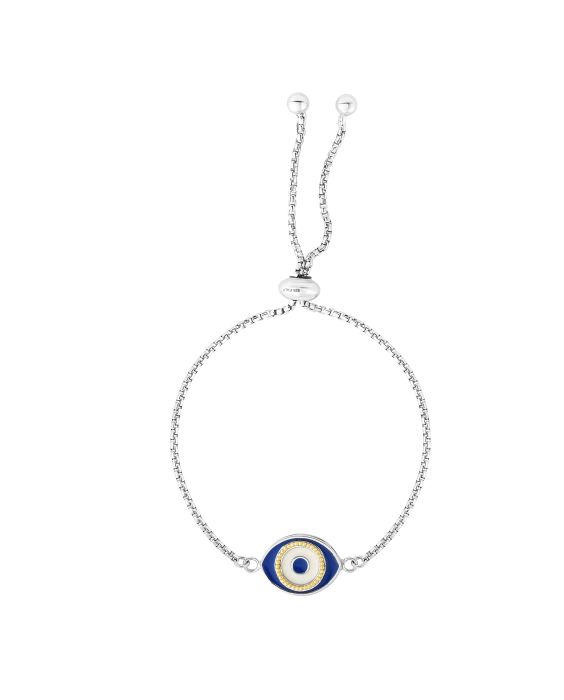 Sterling Silver Enamel Evil Eye Friendship Bracelet