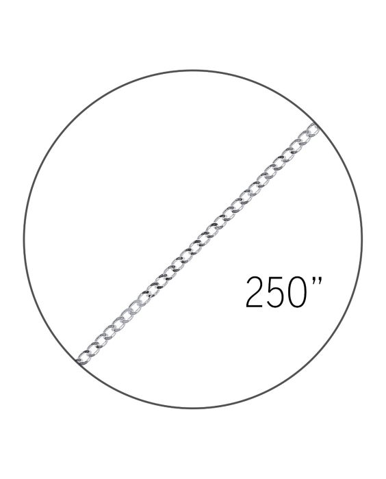 Silver 250" 2.8mm Polished Classic Curb Spool Chain