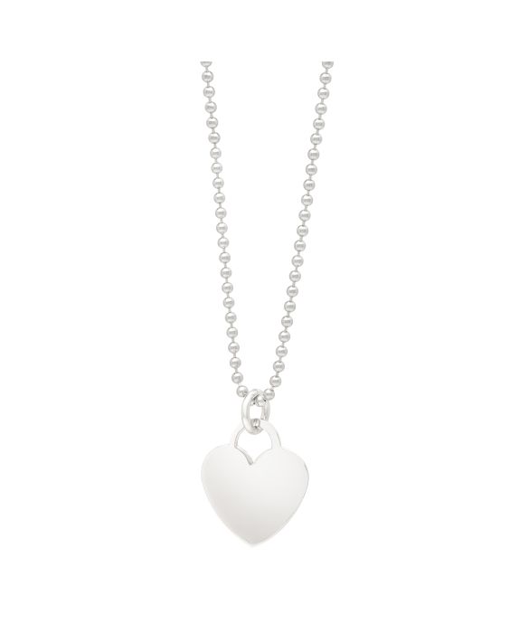 Silver Polished Heart Charm Necklace