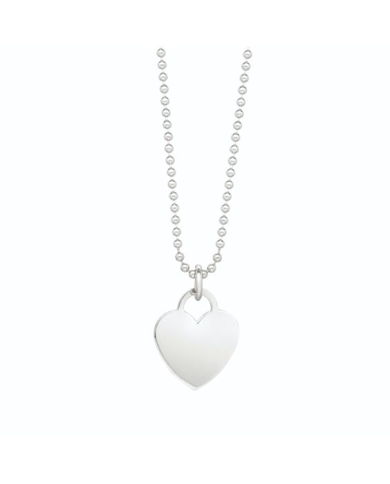 Silver Polished Heart Charm Necklace