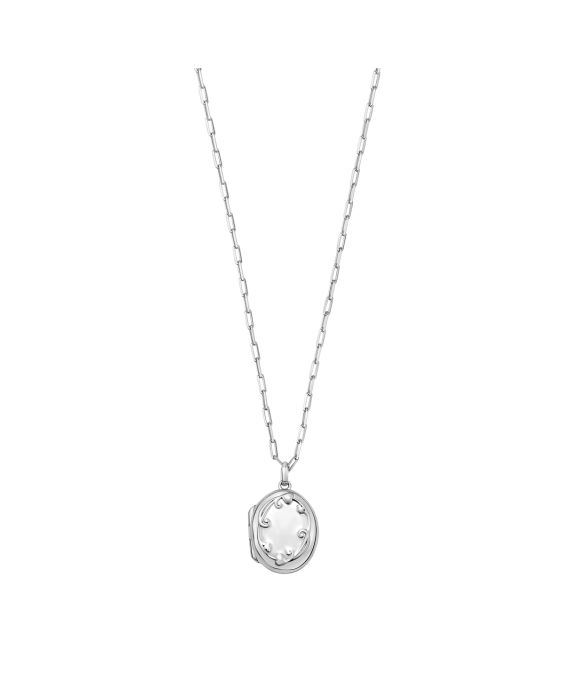 Silver Oval Vine Locket Necklace