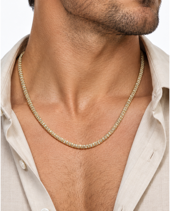 Gold Over Silver 4mm Ice Barrel Chain