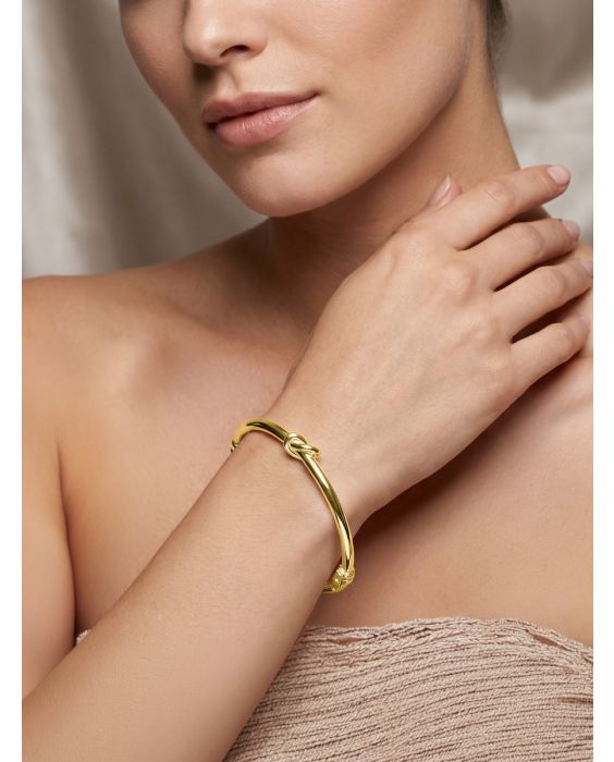 Gold Over Silver Stationed Knot Bangle