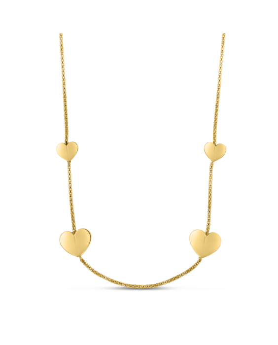 Silver Plated Hearts Station Chain