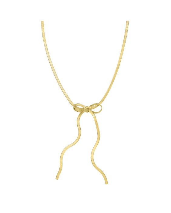 Gold Over Silver Snake Chain Bow Necklace