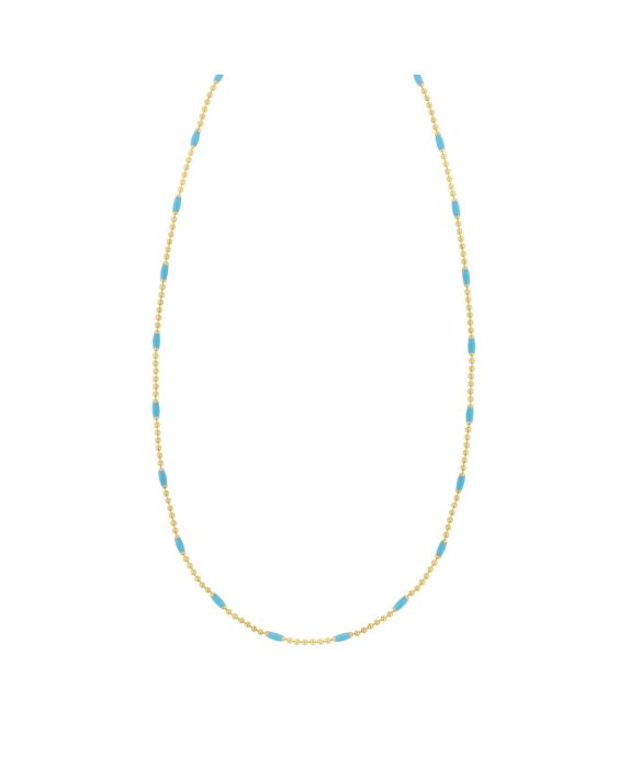 Gold Over Silver Enamel Beaded Chain Necklace