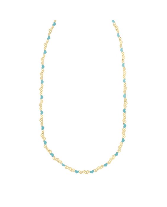 Gold Over Silver Enamel Hearts Chain Necklace