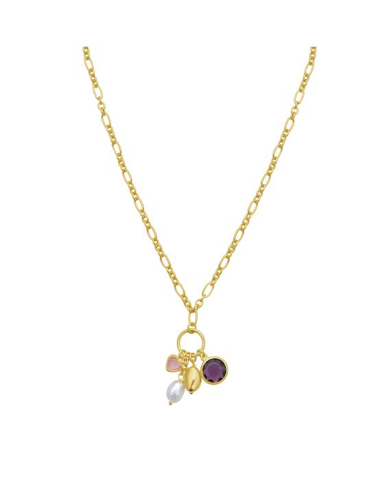 Gold Over Silver CZ Charm Necklace