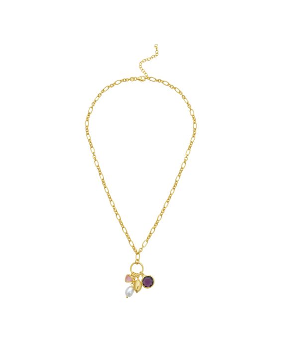 Gold Over Silver CZ Charm Necklace