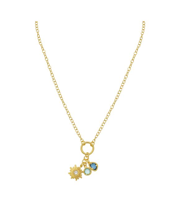 Gold Over Silver Sunflower CZ Charm Necklace