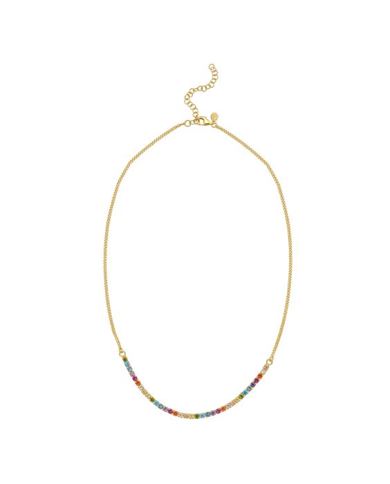Gold Over Silver Rainbow CZ Necklace