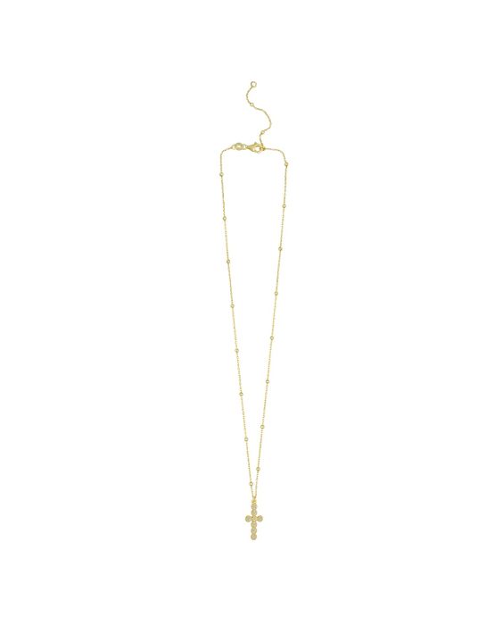 Gold Over Silver Cross Pendant on Rolo Necklace