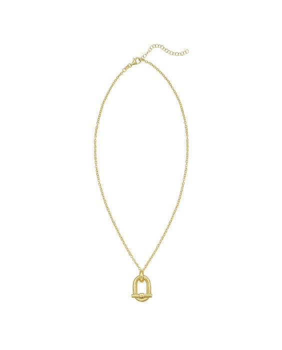 Gold Over Silver Open Oval Link on Cable Necklace