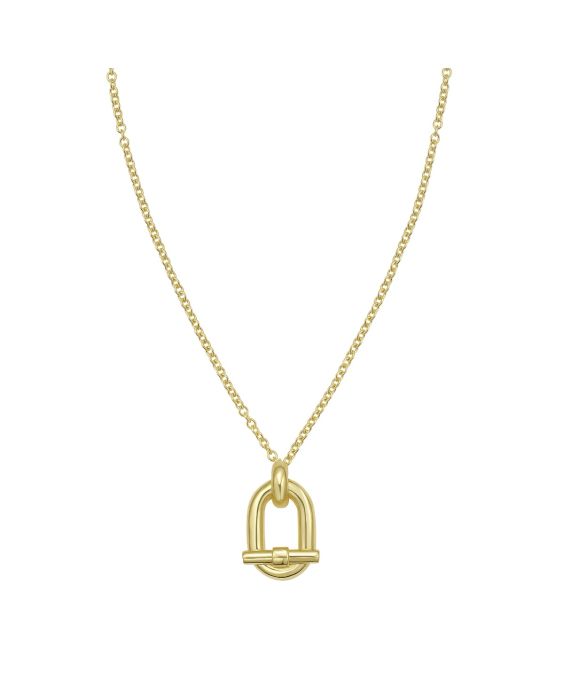 Gold Over Silver Open Oval Link on Cable Necklace