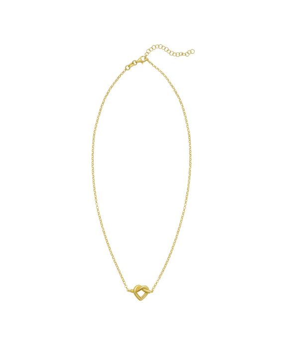 Gold Over Silver Stationed Open Knot Heart on Rolo Necklace