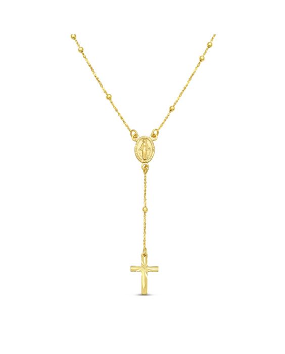 Gold Over Silver Rosary Bead Necklace