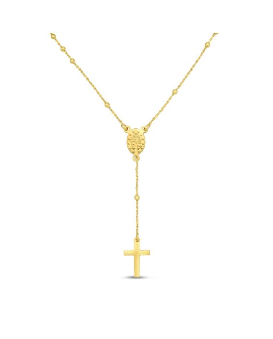Gold Over Silver Rosary Bead Necklace