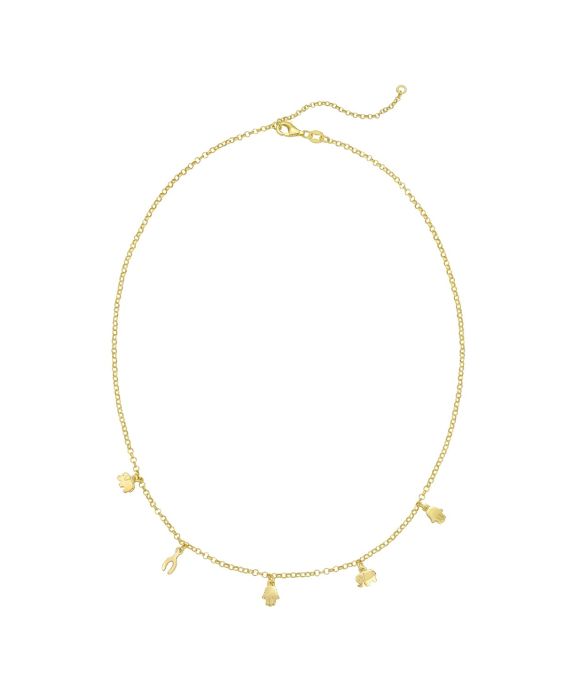 Gold Over Silver Hamsa Stationed Necklace