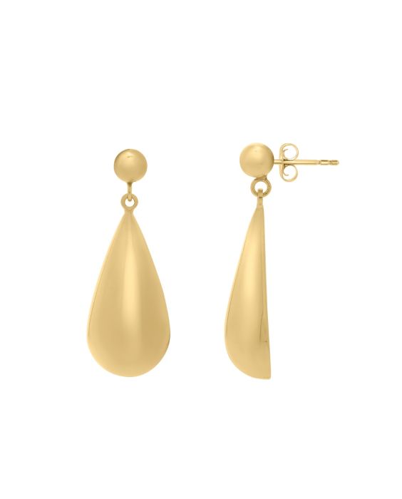 Gold Over Silver Puffed Teardrop Dangle Earrings
