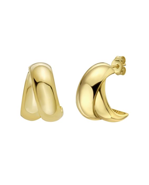 Gold Over Silver Puffed Crossover C-Hoops