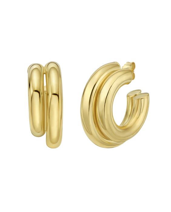 Gold Over Silver Biggie Smalls Round Hoops