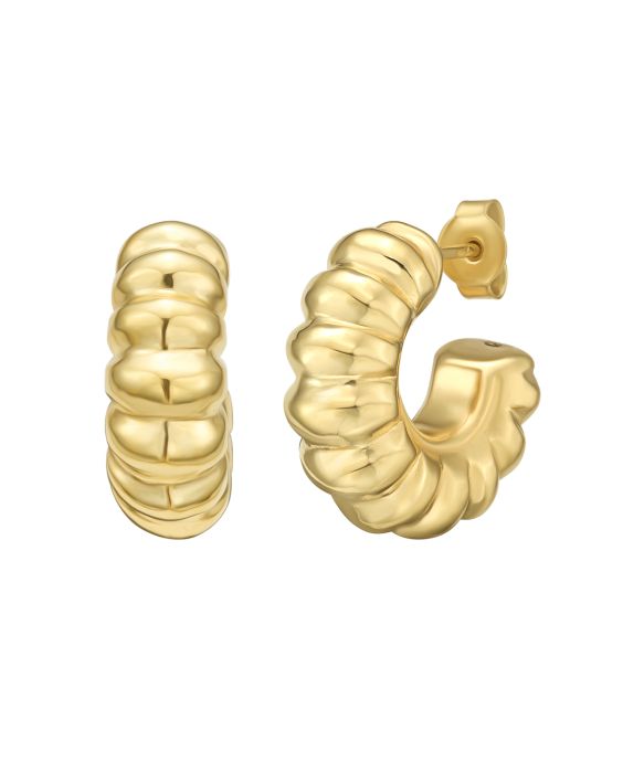 Gold Over Silver Twisted C Hoop Earrings