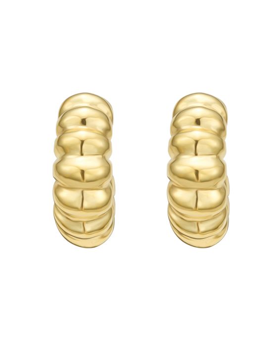Gold Over Silver Twisted C Hoop Earrings