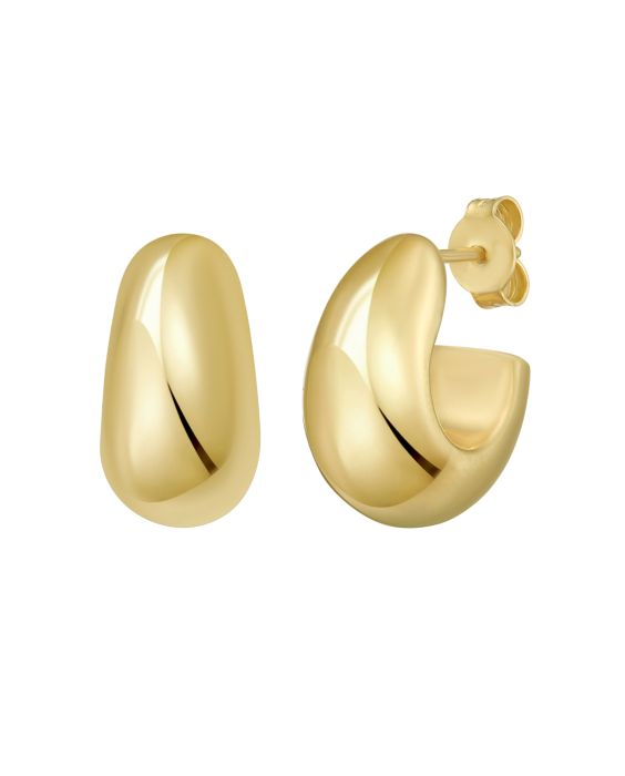 Gold Over Silver Twisted Puff C Hoop Earrings