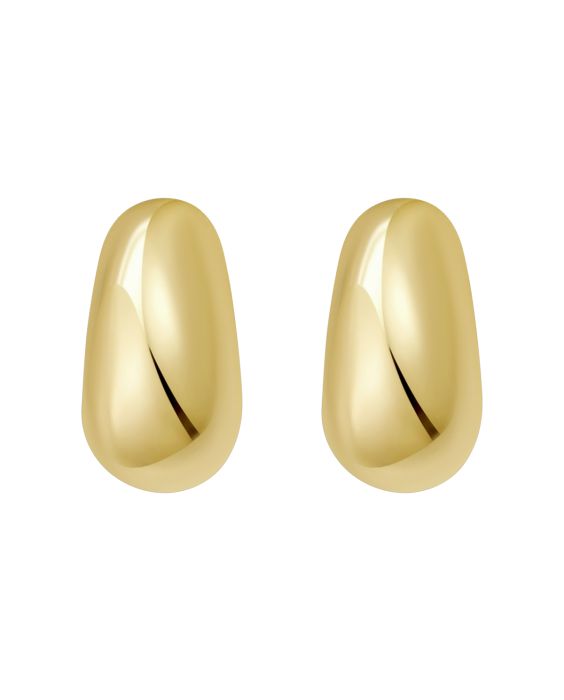 Gold Over Silver Twisted Puff C Hoop Earrings