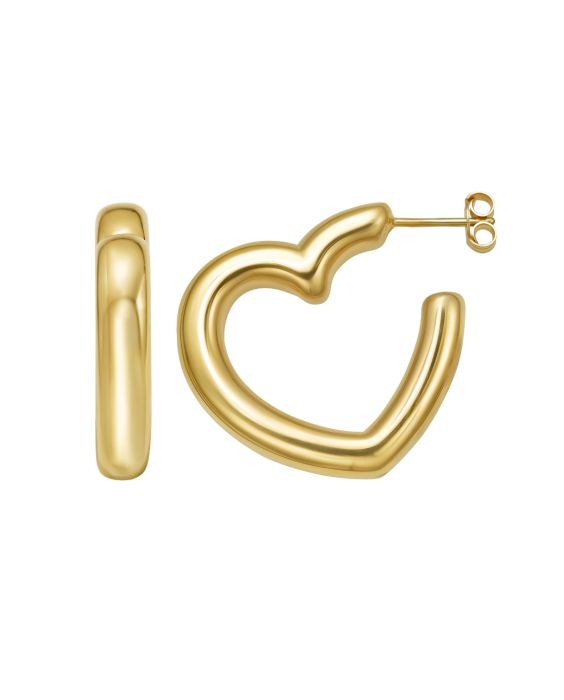 Gold Over Silver Open Heart Earring