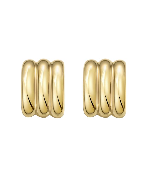 Gold Over Silver Triple Row C Hoop Earrings