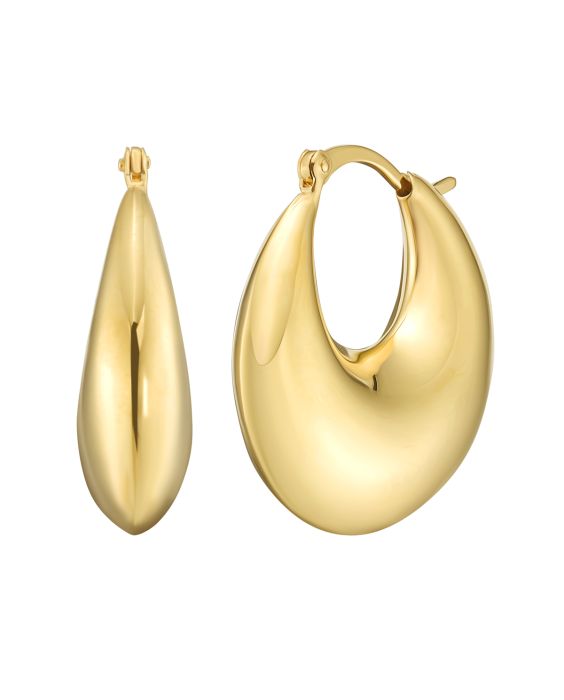 Gold Over Silver Sculptural Crescent Hoops 