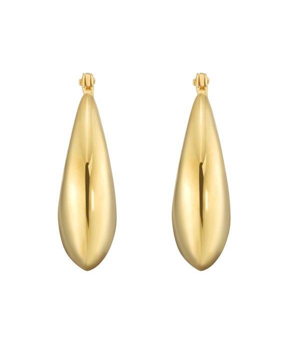 Gold Over Silver Sculptural Crescent Hoops 