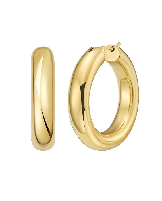 Gold Over Silver Round Hinged Hoops