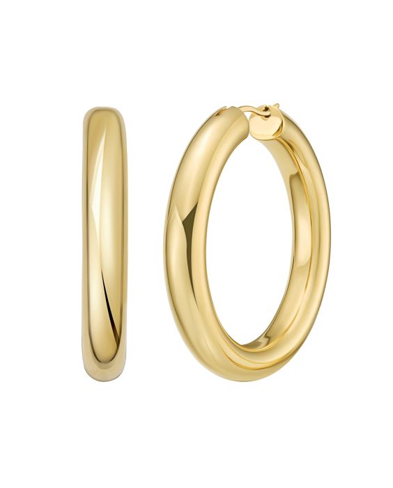 Gold Over Silver Round Hinged Hoops