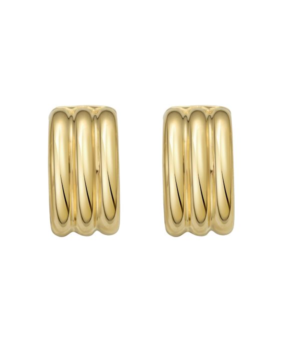 Gold Over Silver Triple Row C Hoops