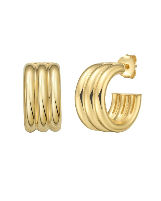 Gold Over Silver Triple Row C Hoops