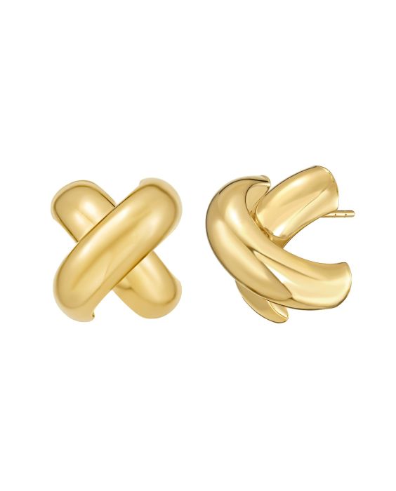 Gold Over Silver Puffy X Earring